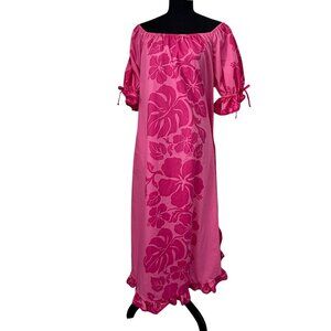 NWT Vintage PRINCESS KAIULANI Hawaiian Hibiscus Pink Muumuu Dress Small